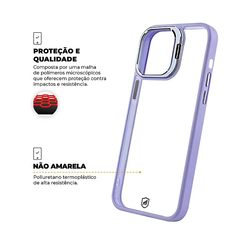 Kit Capa Gravity Lilás e Película Ultra Safe para iPhone 15 - Gshield
