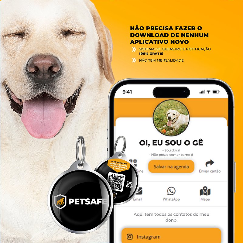 Pingente Tag de Identificação para Coleira de Cães e Gatos com QRCode - PetSafe - Gshield - foto 3