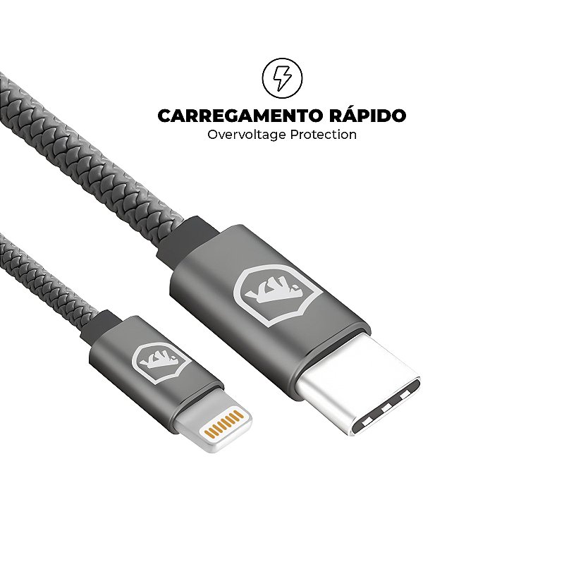Carregador Turbo Duplo Tipo C + 2UN Cabo Symetric - Lightning / Tipo C - 1,5M - Gshield