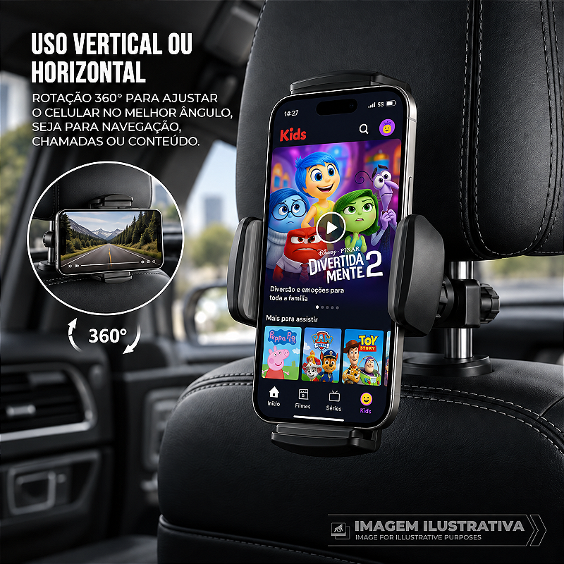 Suporte Veicular de Celular Universal Rotação 360° para Encosto do Banco Traseiro - Survivor - Gshield - foto 3