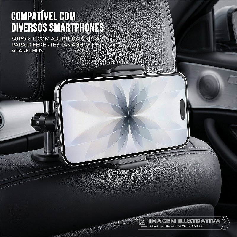 Suporte Veicular de Celular Universal Rotação 360° para Encosto do Banco Traseiro - Survivor - Gshield - foto 8