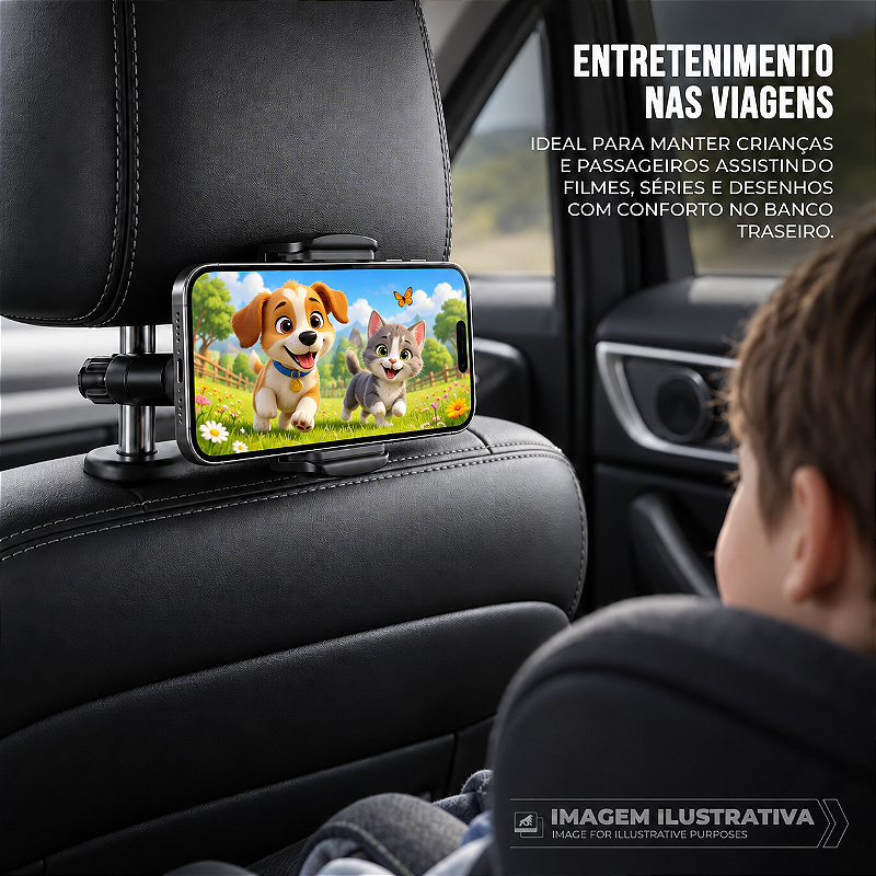 Suporte Veicular de Celular Universal Rotação 360° para Encosto do Banco Traseiro - Survivor - Gshield - foto 4