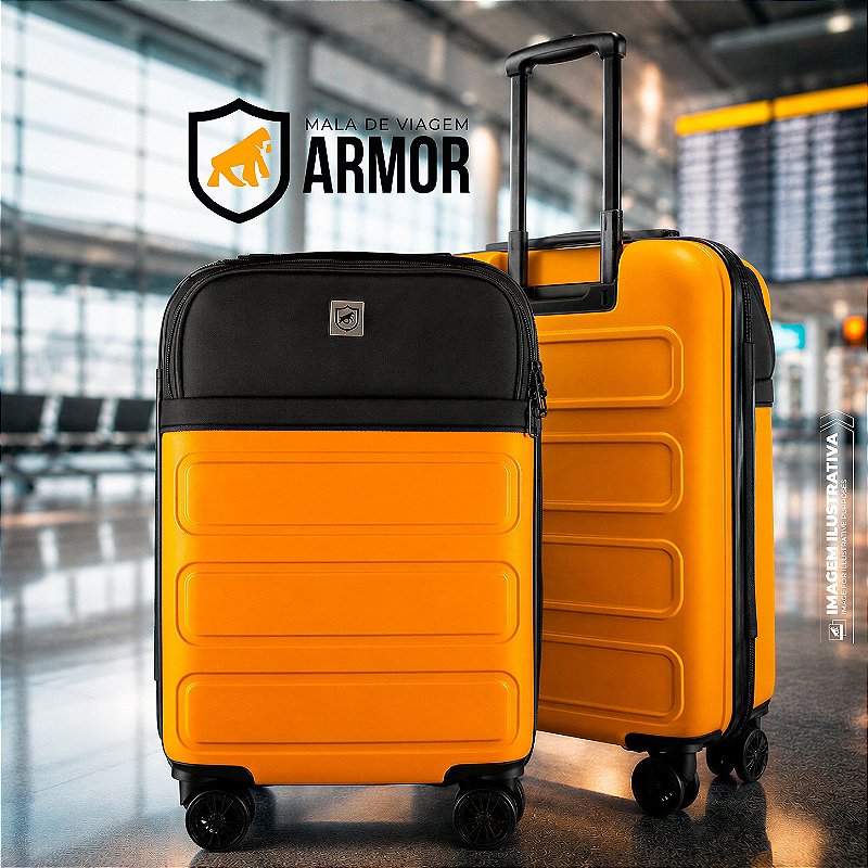 Mala de bordo para Viagem - Com bolso para Notebook - Armor - Amarela - Gshield