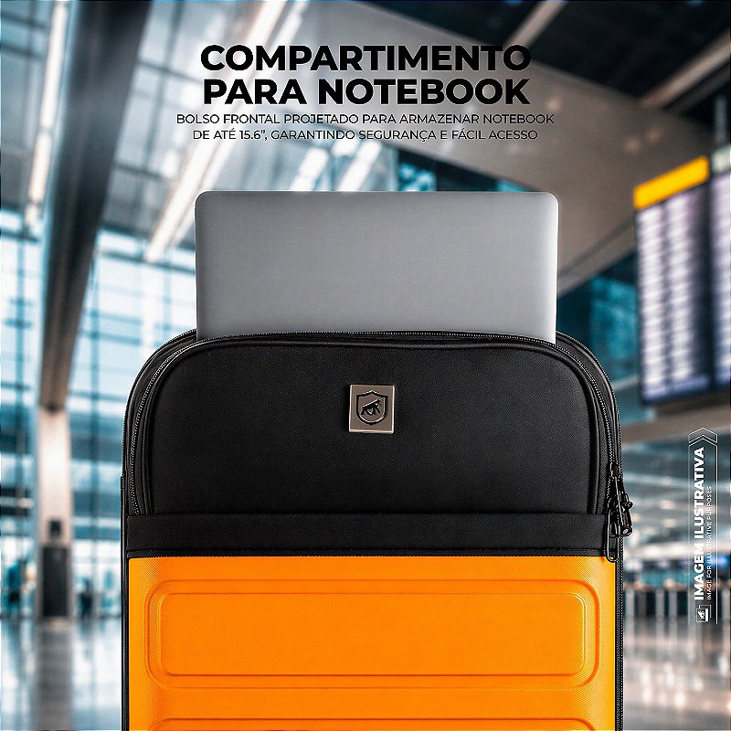 Mala de bordo para Viagem - Com bolso para Notebook - Armor - Amarela - Gshield