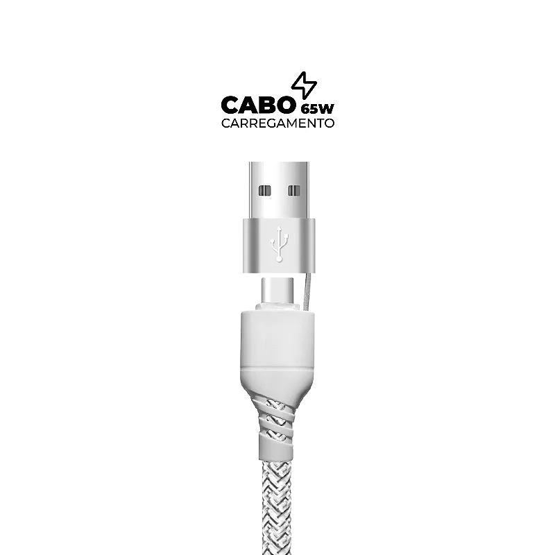 Carregador Turbo Duplo Tipo C + 2UN Cabo Thunder 65W 2 em 1 Lightning - 1M - Gshield