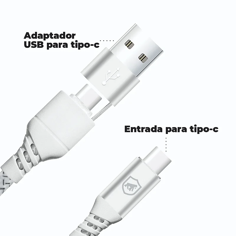 Carregador Turbo Duplo Tipo C + 2UN Cabo Thunder 65W 2 em 1 Tipo C - 1M - Gshield