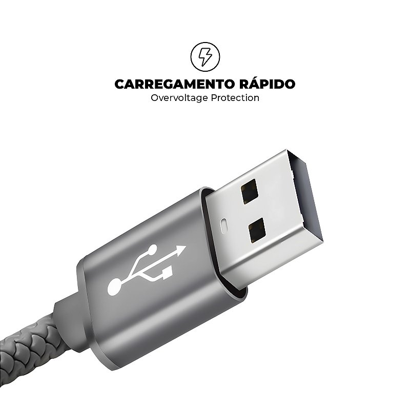 Cabo Symetric - USB-A / Tipo C - 1,5M + Carregador de Parede Turbo Delivery QC 4.0 33W - Gshield - foto 3