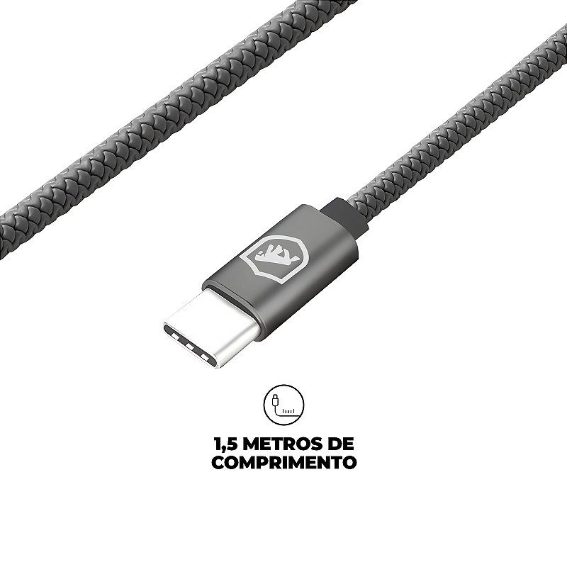 Cabo Symetric - Tipo C / Tipo C - 1,5M + Carregador Turbo Tipo C - Branco - Gshield