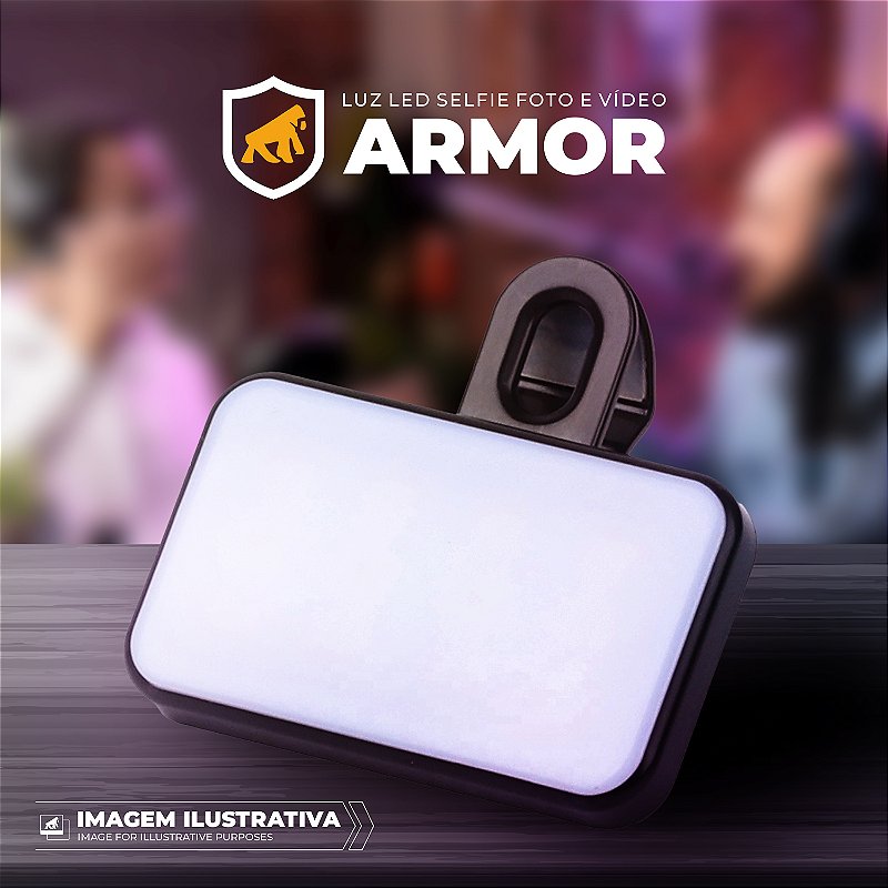 Luz de Selfie Recarregável Clip-On LED RGB com Modos Ajustáveis de Iluminação - Armor - Gshield