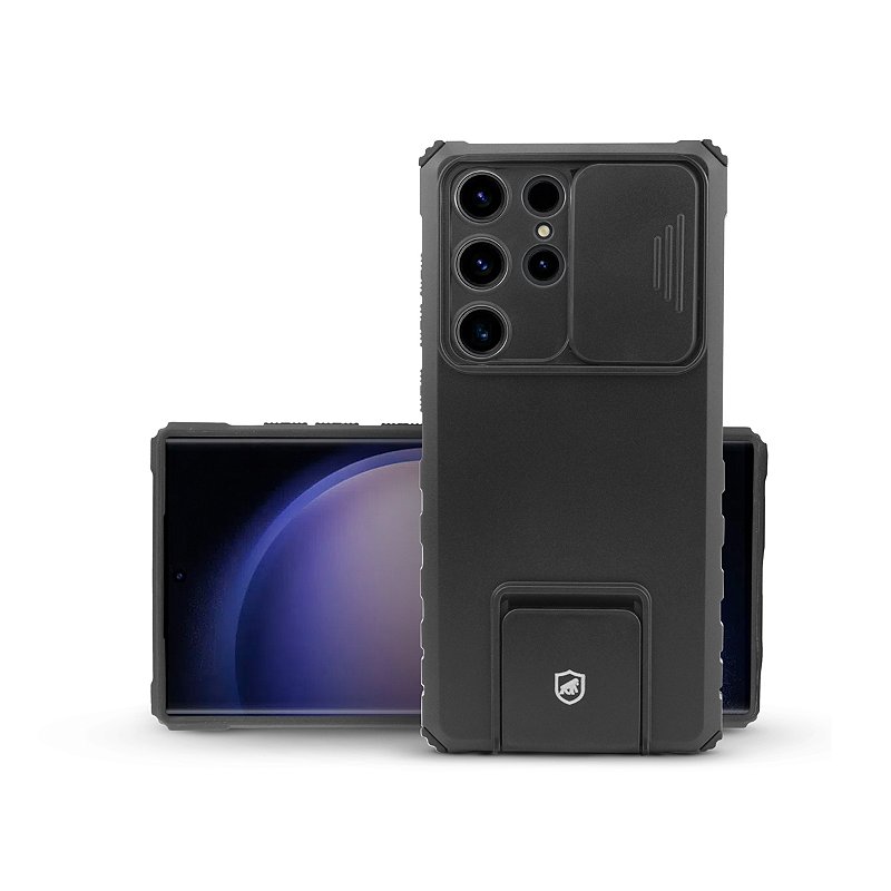 Capa Victus + Película Frontal e Traseira Preta para Samsung Galaxy S23 Ultra - Gshield