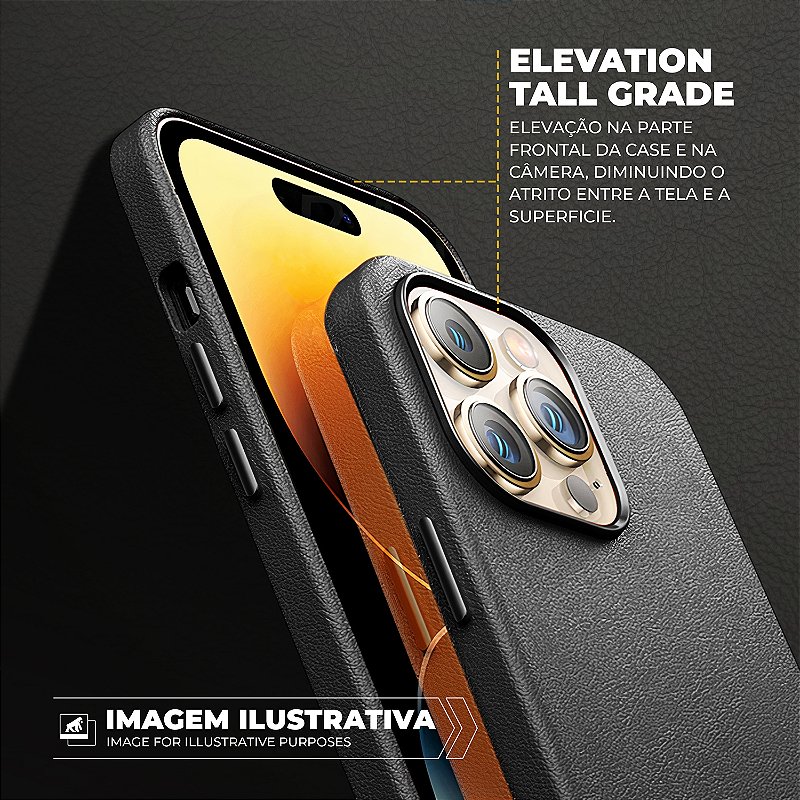 Kit Capa Couro Dual Magsafe e Pelicula Defender Pro Privacidade para iPhone 15 - Gshield