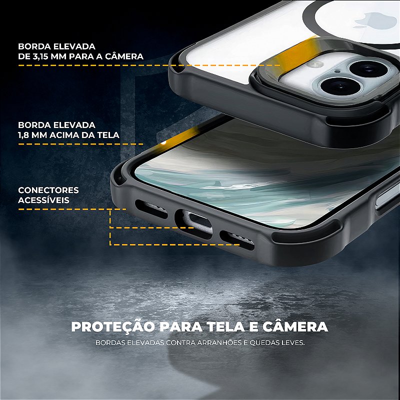 Capa para iPhone 16 Pro - MagSafe AirBag Preta - Gshield