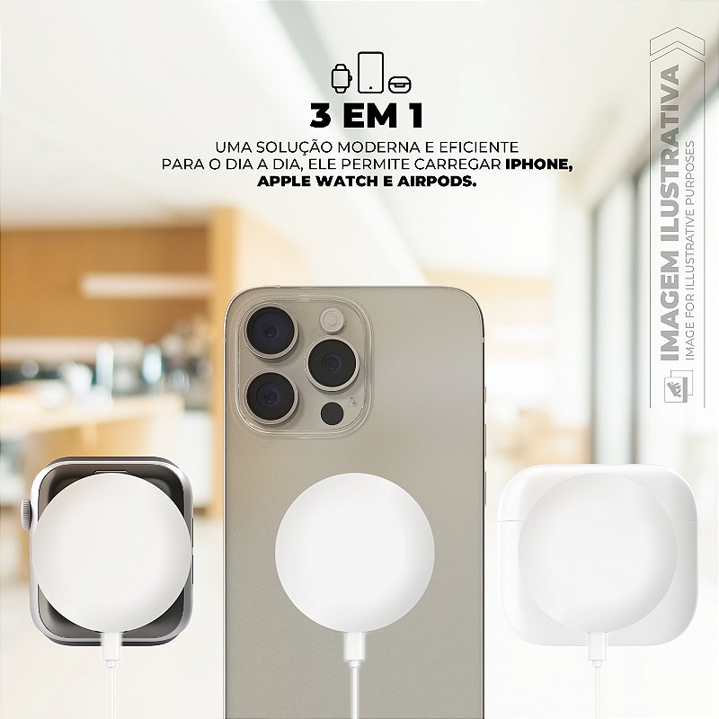 Carregador Wireless 3 em 1 - Discovery - Branco - Gshield - foto 3