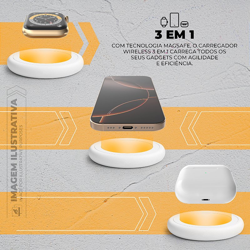 Carregador Wireless 3 em 1 - Discovery - Branco - Gshield - foto 7