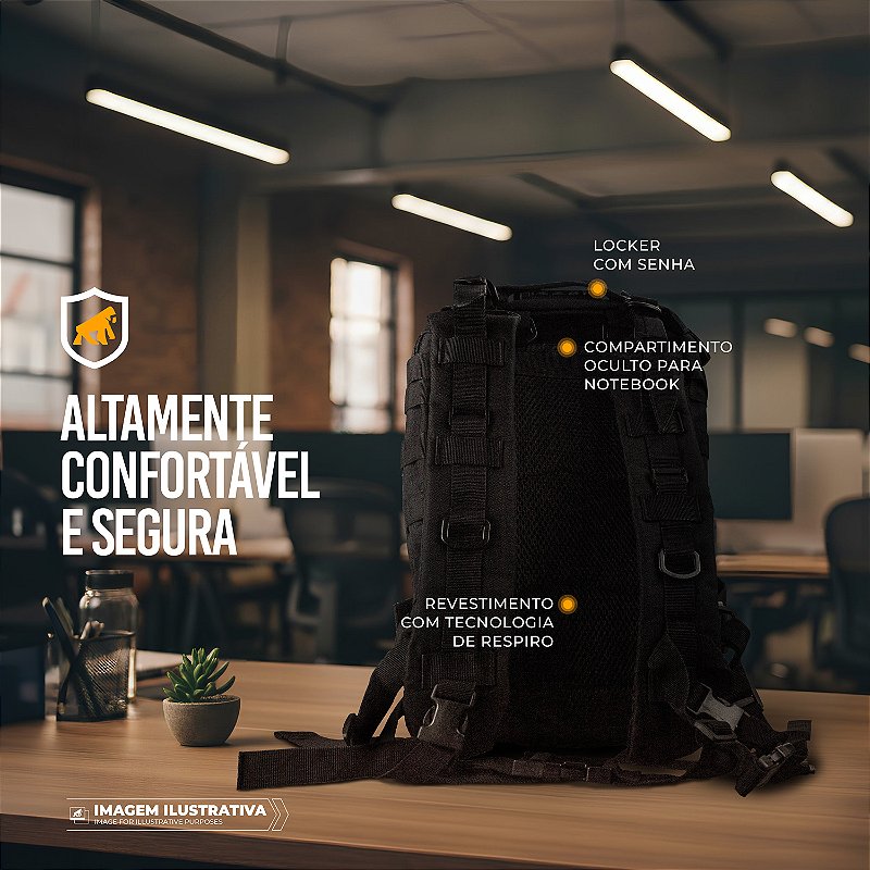 Mochila Tática 30L com Entrada USB-A, P2 e Capa de Chuva Integrada - Raptor - Gshield