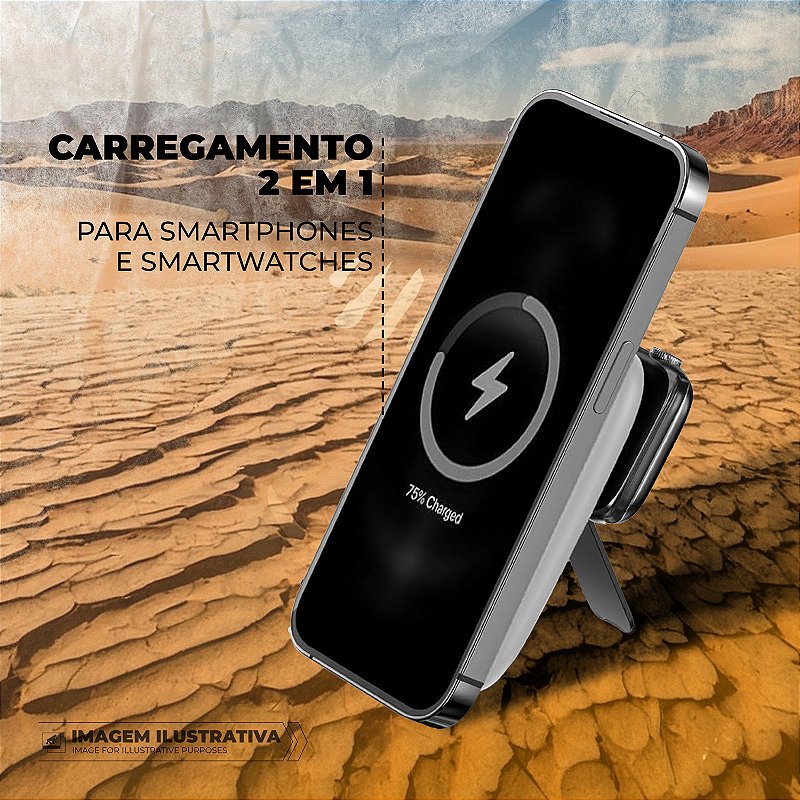 Carregador Portátil 2 em 1 Wireless Magsafe 10.000 mAh - Branco - Survivor - Gshield