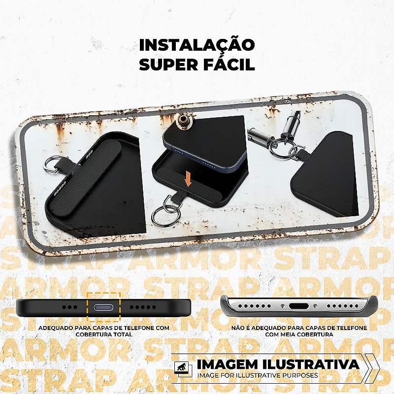 Cordão de Pescoço para Celular com Cabo Tipo C / Tipo C 60W - Strap Armor - Gshield