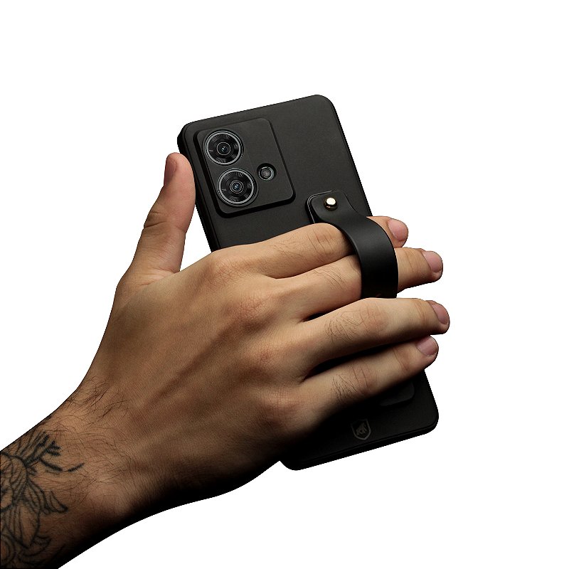 Kit Capa Silicon Veloz para Samsung Galaxy A15 + Ring Socket + Cordão - Preto - Gshield