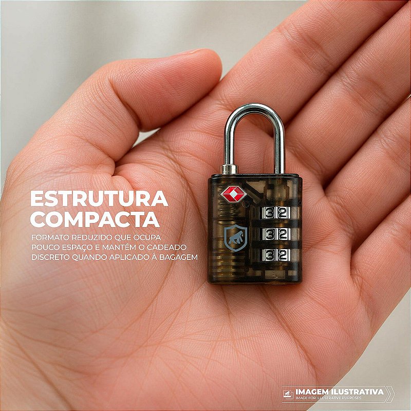 Cadeado com Segredo de 3 Dígitos TSA Haste Metálica 18mm, Antifurto - Dual Shock - Gshield - foto 6