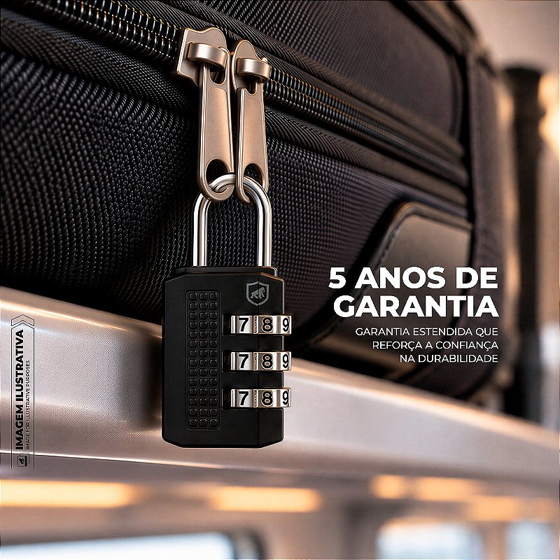 Cadeado com Segredo de 3 Dígitos em Liga de Zinco e Haste Metálica 19mm - Flex - Gshield - foto 5