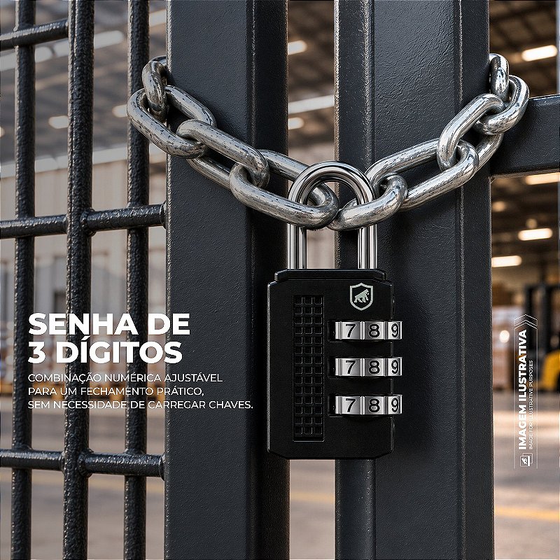 Cadeado com Segredo de 3 Dígitos em Liga de Zinco e Haste Metálica 19mm - Flex - Gshield - foto 3