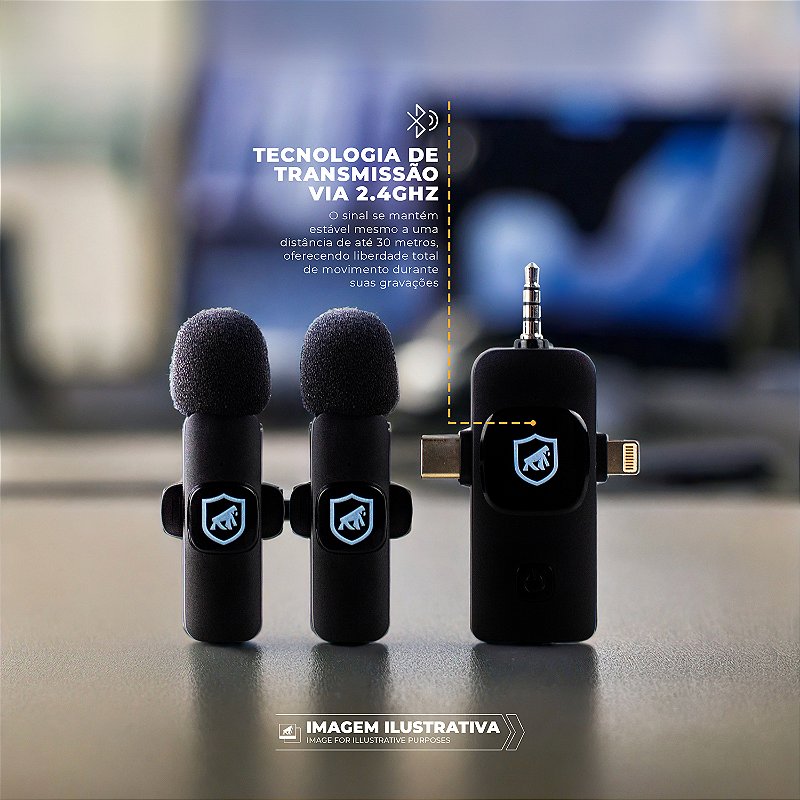 Microfone de Lapela 3 em 1 - Tipo C / Lightning / P3 - Flex - Gshield - foto 6