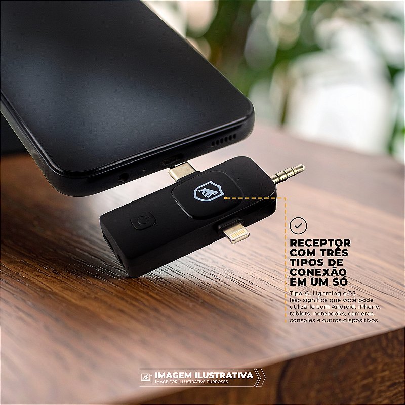 Microfone de Lapela 3 em 1 - Tipo C / Lightning / P3 - Flex - Gshield - foto 2
