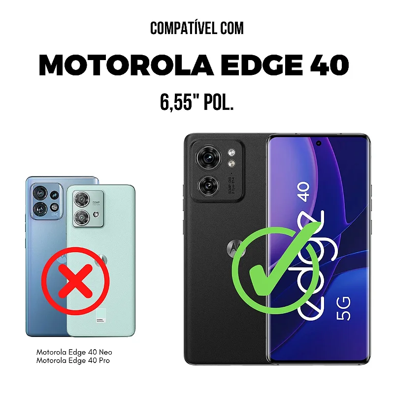 Kit Capa Silicon Veloz para Motorola Moto Edge 40 + Ring Socket + Cordão - Preto - Gshield
