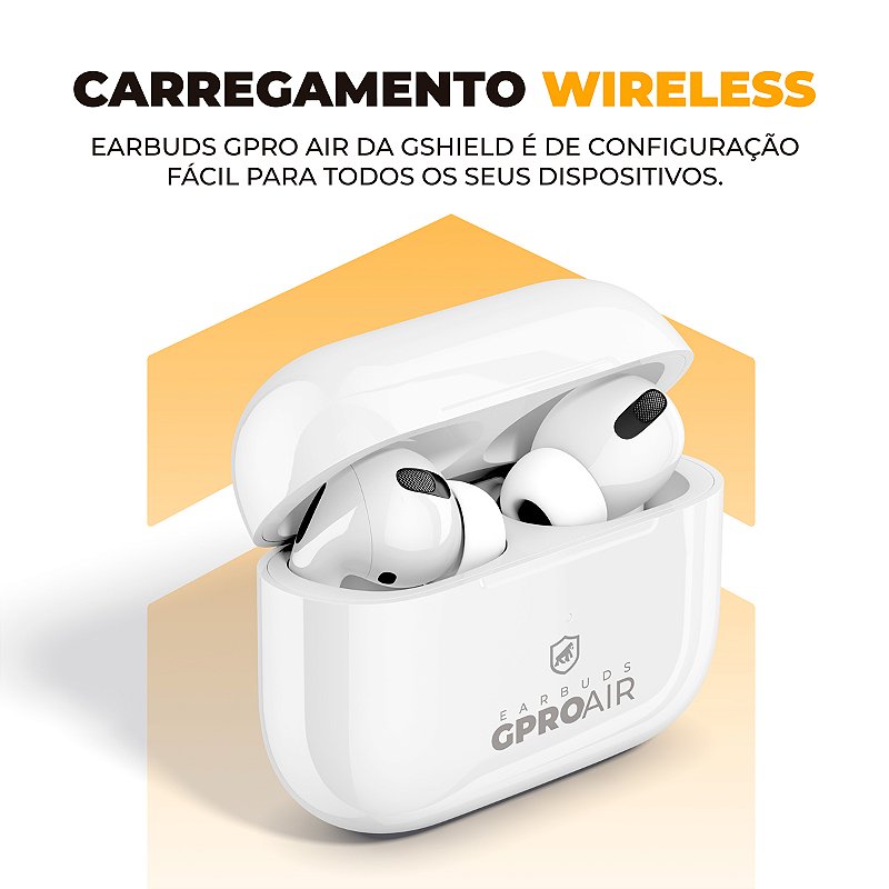 Fone de ouvido bluetooth GPro Air - Com Pop-up Connection + Fone de Ouvido Tipo C Dual Air - Gshield