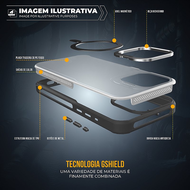 Capa para iPhone 16 - MagSafe Venom - Cinza - Gshield