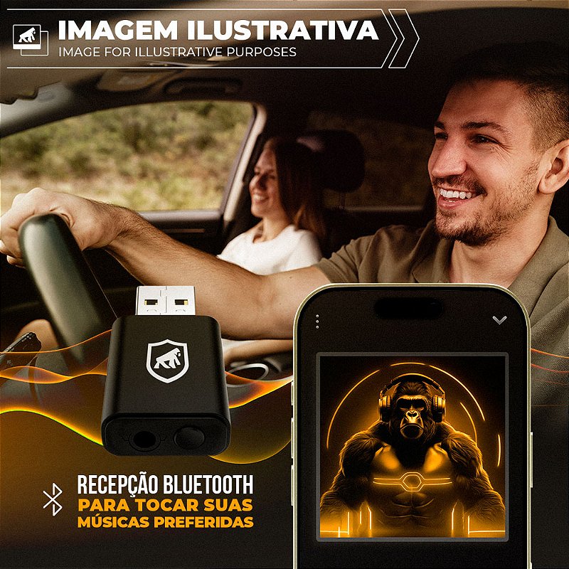 Adaptador Receptor de Áudio Bluetooth P2 - T10 - Gshield - foto 3