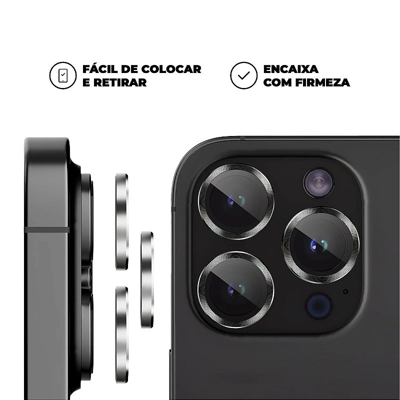 Protetor de Lente para iPhone 16 Pro Max - One Armor - Frame para câmera - Prata - Gshield