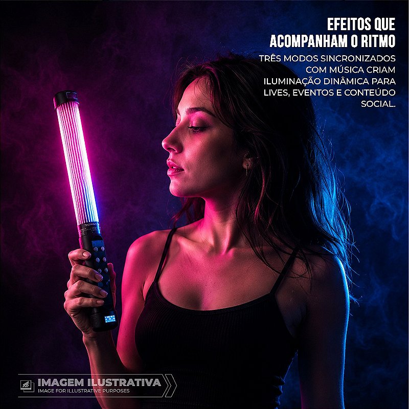 Bastão de LED RGB Portátil com Suporte Magnético Integrado, Cor Ajustável 2700k - 7500k, Bateria 2000mAh, CRI 95+ para Fotos e Vídeos - Armor - Gshield - foto 3