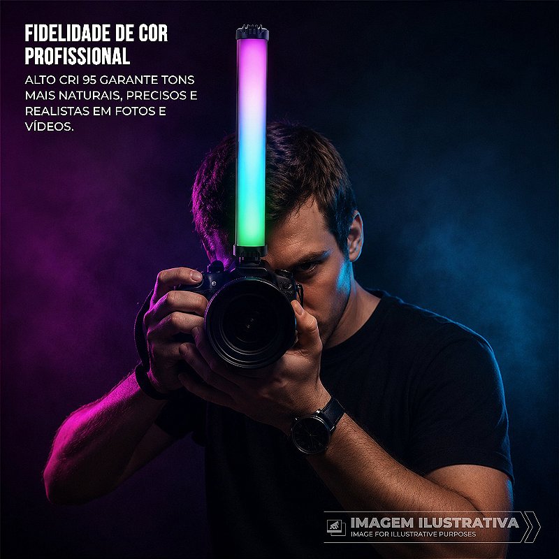 Bastão de LED RGB Portátil com Suporte Magnético Integrado, Cor Ajustável 2700k - 7500k, Bateria 2000mAh, CRI 95+ para Fotos e Vídeos - Armor - Gshield - foto 2