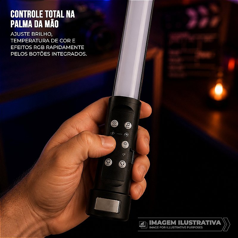 Bastão de LED RGB Portátil com Suporte Magnético Integrado, Cor Ajustável 2700k - 7500k, Bateria 2000mAh, CRI 95+ para Fotos e Vídeos - Armor - Gshield - foto 6