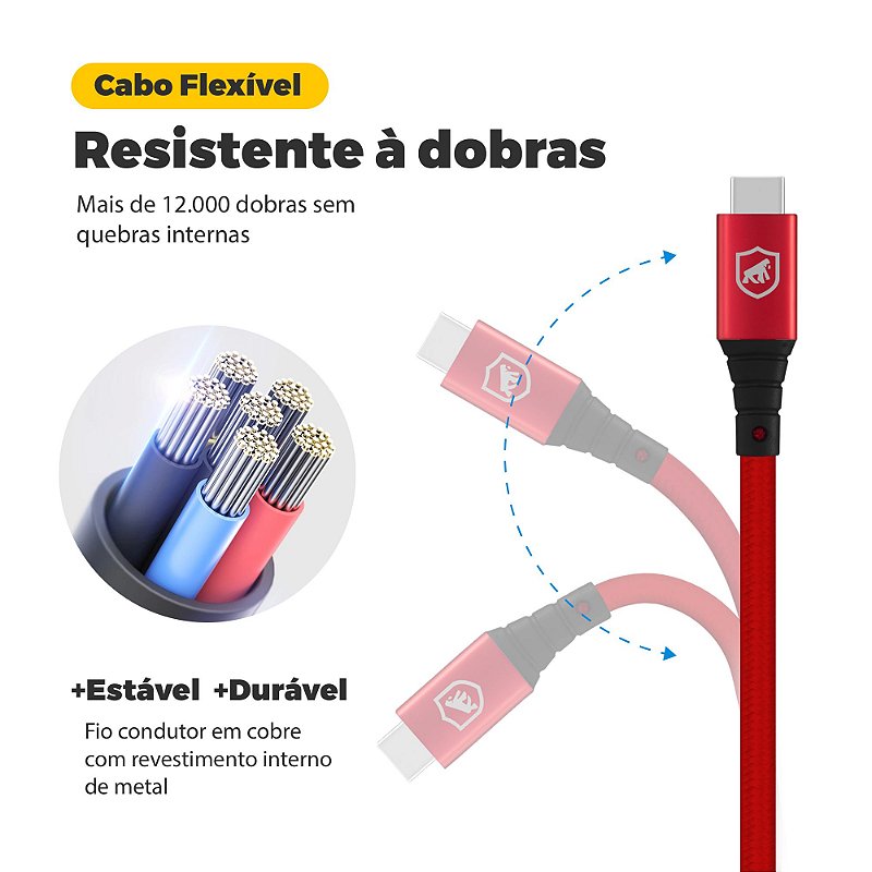 Cabo Tech Proof Vermelho Micro USB V8 (1,2m) - Gshield