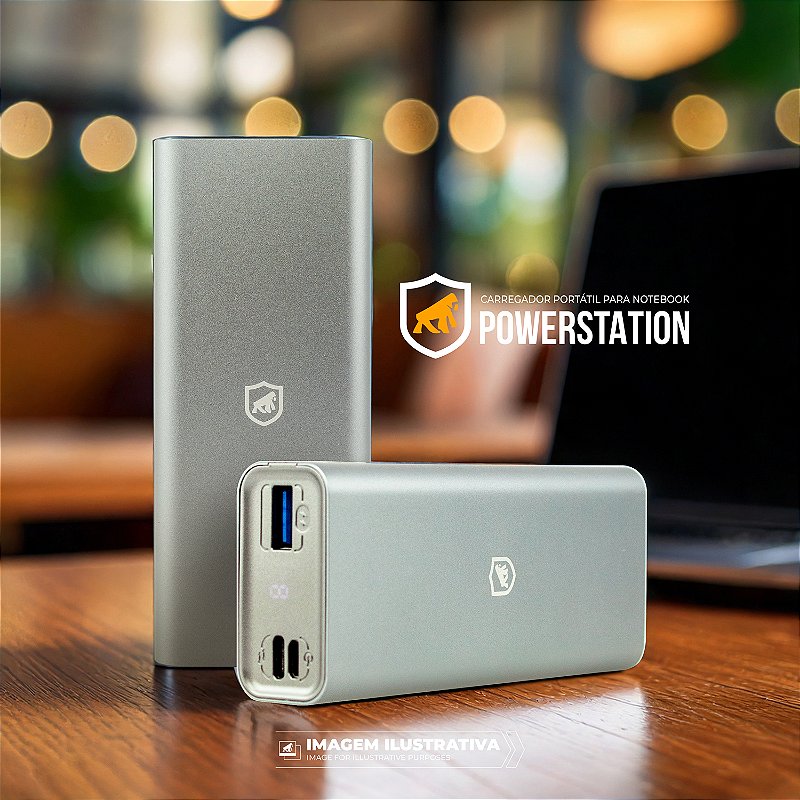 Carregador Portátil Turbo 10.000 mAh 45W - Bateria Externa para Notebook, MacBook e Celular com Saída Tipo-C e USB-A - Powerstation - Gshield