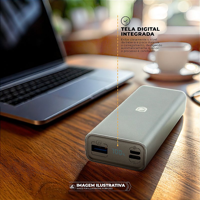 Carregador Portátil Turbo 10.000 mAh 45W - Bateria Externa para Notebook, MacBook e Celular com Saída Tipo-C e USB-A - Powerstation - Gshield