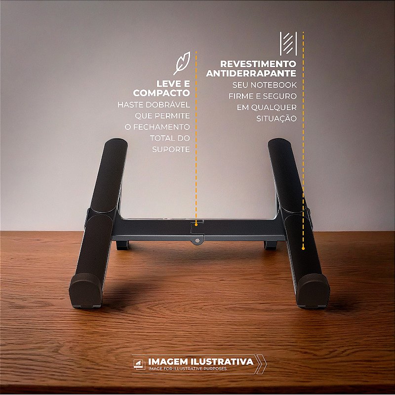 Suporte Dobrável para Notebook com 3 Entradas USB 3.0 e Tipo C - 6 Níveis de Altura, Alumínio Premium, Leve e Portátil - Titanium - Gshield - foto 5