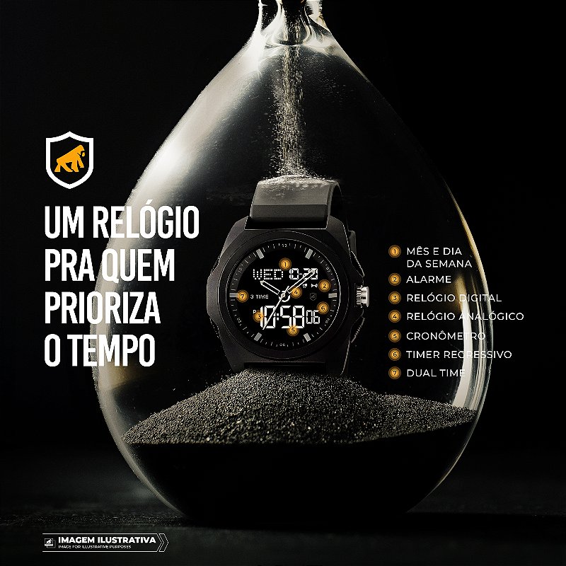 Relógio Analógico e Digital à Prova d’Água com Alarme, Cronômetro e regressivo - Survivor - Gshield - foto 2