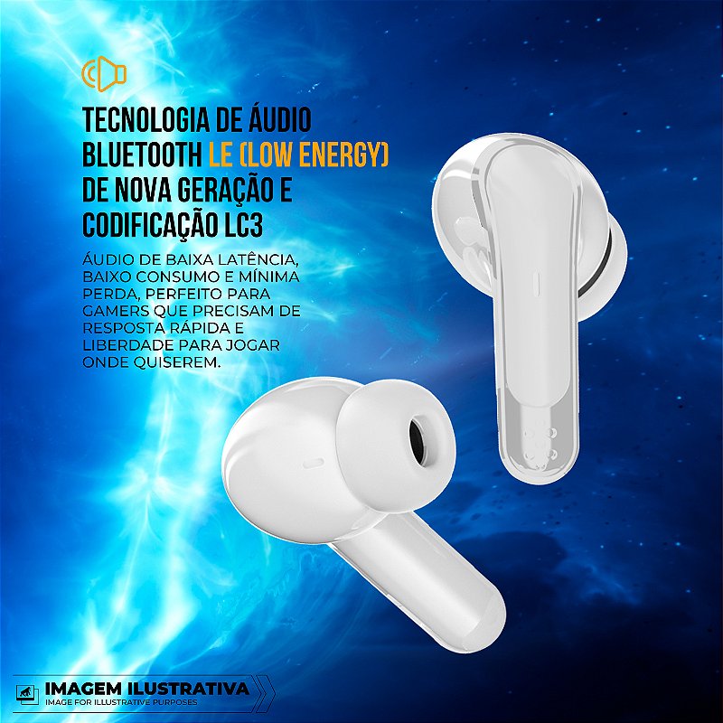 Earbuds Fone de Ouvido Bluetooth 5.4 com ANC, Baixa Latência e Adaptador USB-C 2.4G - Hybrid - Gshield - foto 5