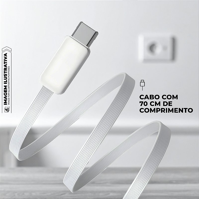 Carregador de Parede Turbo 35W com Cabo Retrátil Tipo C + 1 Entrada USB-A + 1 Entrada USB-C - Raptor - Gshield