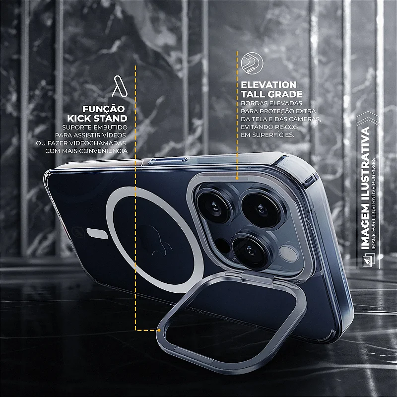 Capa para iPhone 14 Pro Max - MagSafe Crystal Armor Stand - NÃO AMARELA - Gshield