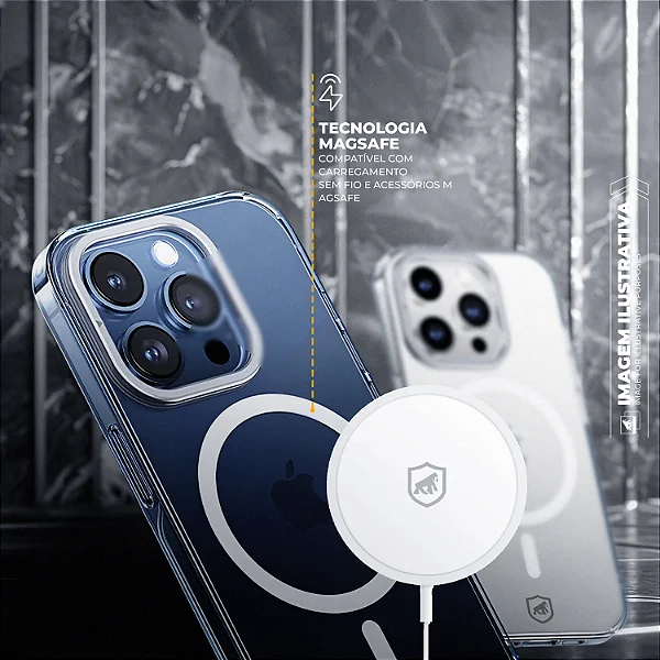 Capa para iPhone 15 Pro - MagSafe Crystal Armor Stand - NÃO AMARELA - Gshield