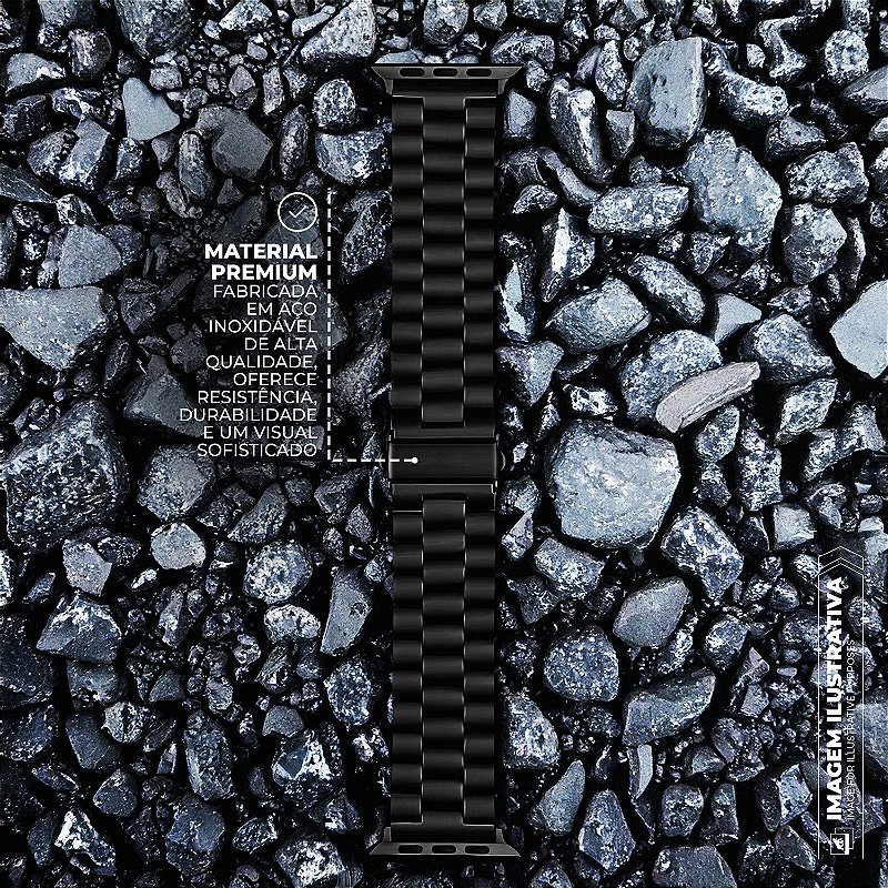 Pulseira para Apple Watch 42 / 44 / 45 / 46 / 49 MM - Metal Armor - Preta - Gshield