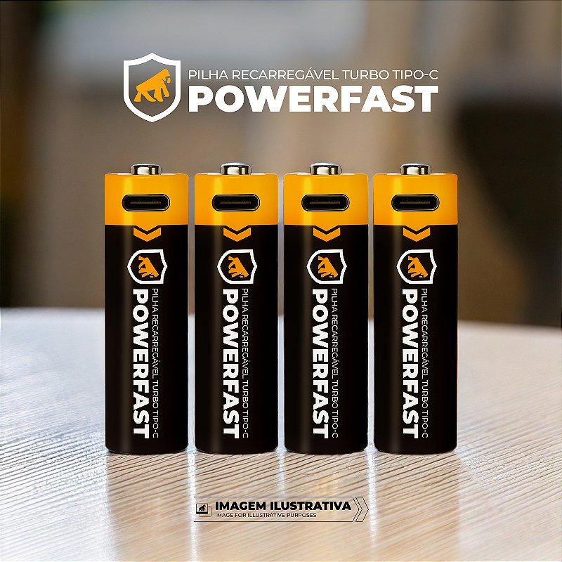 Pilha Recarregável AA Turbo PowerFast - 4 Unidades - Alta Capacidade, Até 1200 Recargas, Ideal para Controles e Eletrônicos - Gshield - foto 5