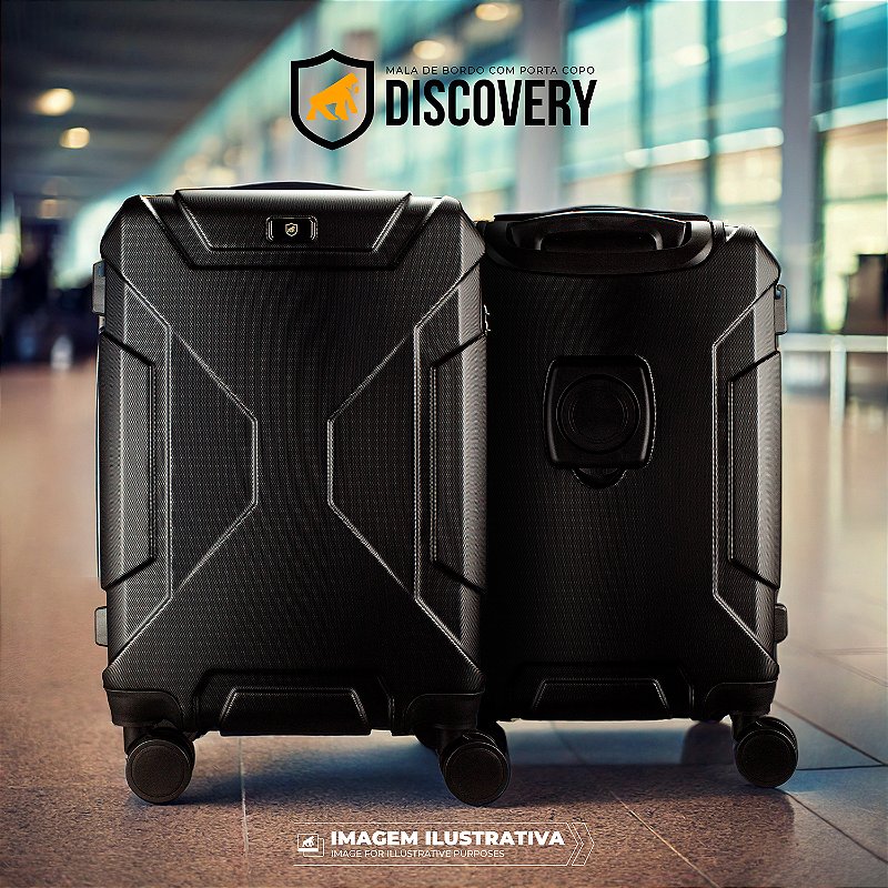 Mala de Bordo 20” com Porta-Copos Retrátil, Antifurto e Rodas 360° - Discovery - Gshield - foto 7