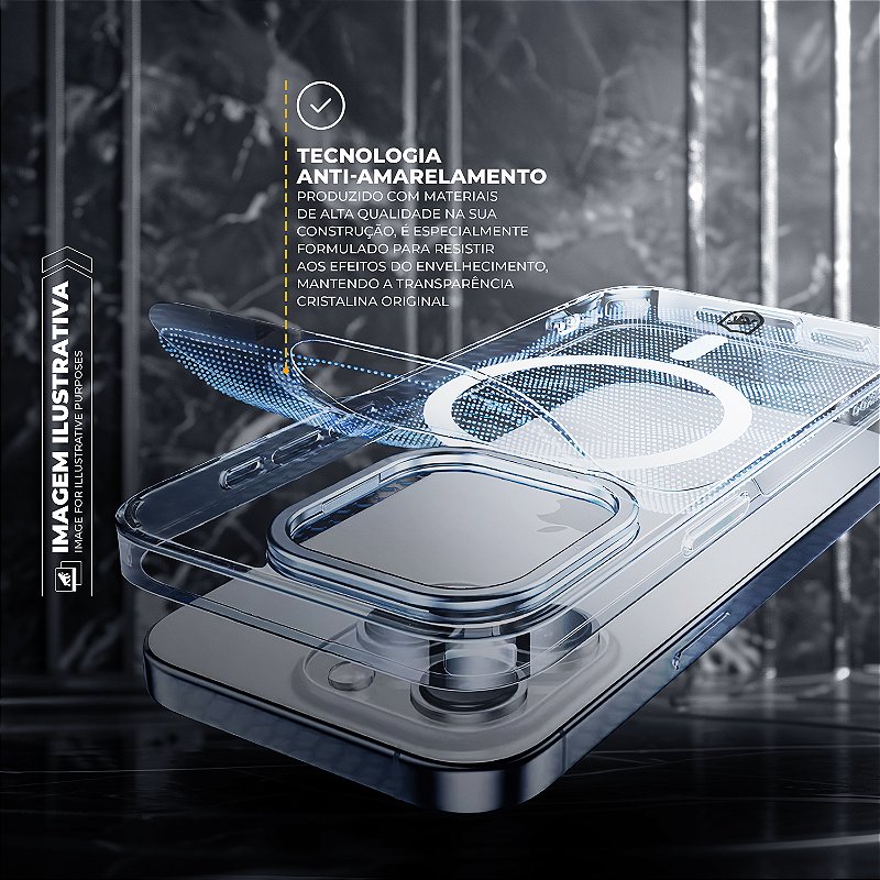 Capa para iPhone - MagSafe Crystal Armor Stand - NÃO AMARELA - Gshield