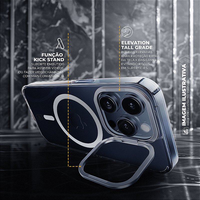 Capa para iPhone - MagSafe Crystal Armor Stand - NÃO AMARELA - Gshield