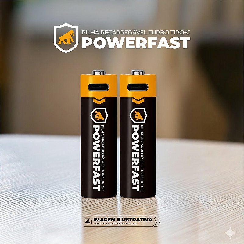 Pilha Recarregável AA Turbo PowerFast - 2 Unidades - Alta Capacidade, Até 1200 Recargas, Ideal para Controles e Eletrônicos - Gshield - foto 5